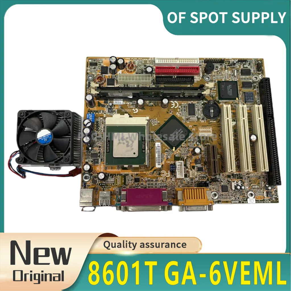 100% tested original 8601T GA-6VEML GA-6VEM ISA industrial board motherboard with 3PCI VGA LPT 1 ISA slot+CPU memory fan