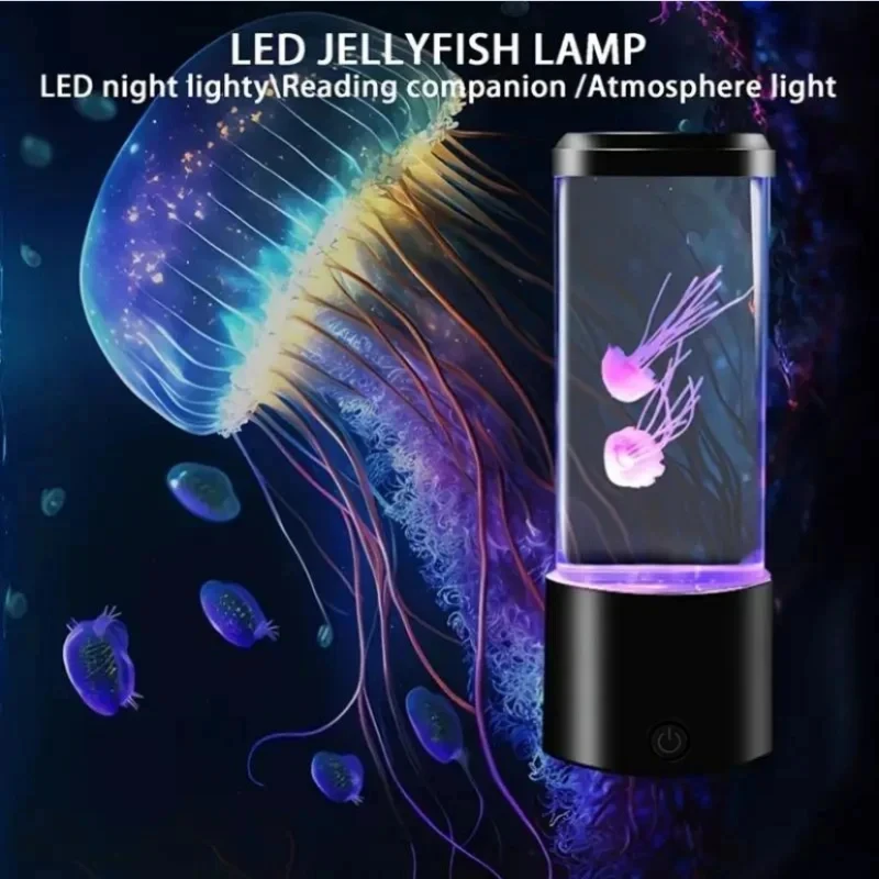 Lámpara LED de medusas de 7 colores, luz nocturna de océano, iluminación de ambiente para acuario, dormitorio, hogar, escritorio, regalo único, diseño de medusas