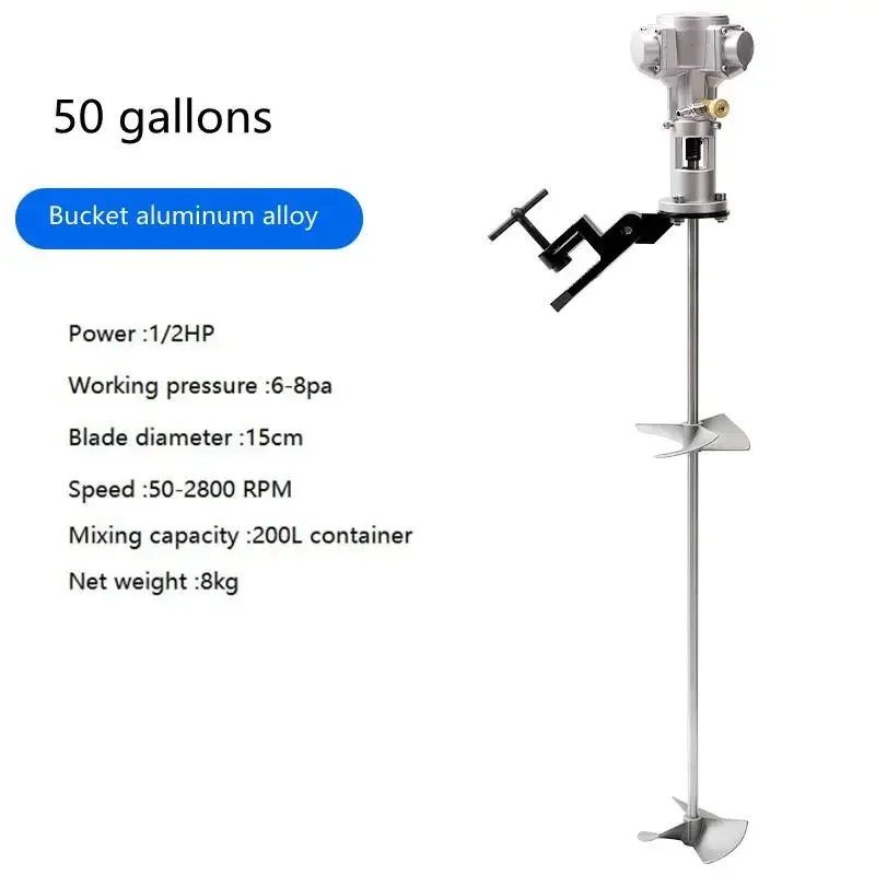 Mieszalnik pneumatyczny poziomy 50/60 galonów, przemysłowy, w pełni automatyczny, ze stali nierdzewnej do farb, sprzęt chemiczny ze stopu aluminium.
