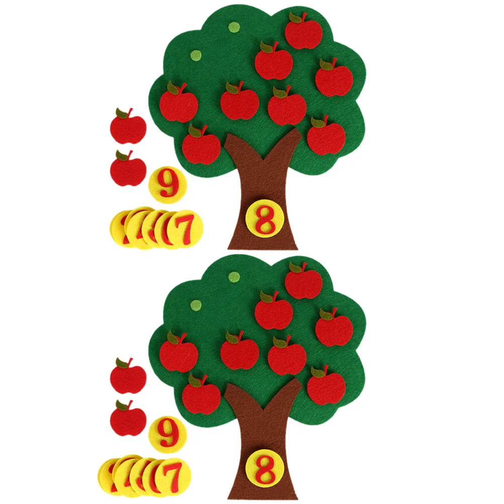 2 Sets Apple Tree Numbers Matching Toy Children's Toys Puzzle Game Non-woven Educational Kids