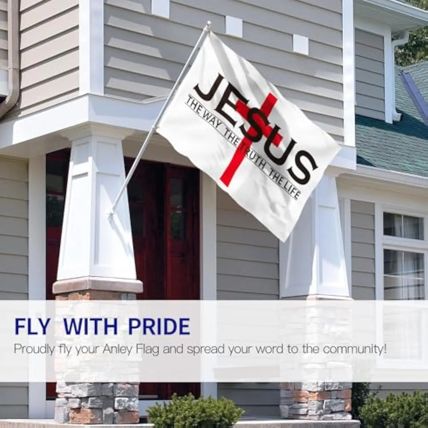 Jesus The Way The Truth The Life Christian Flag Polyester with Brass Grommets 3x5FT 4x6FT