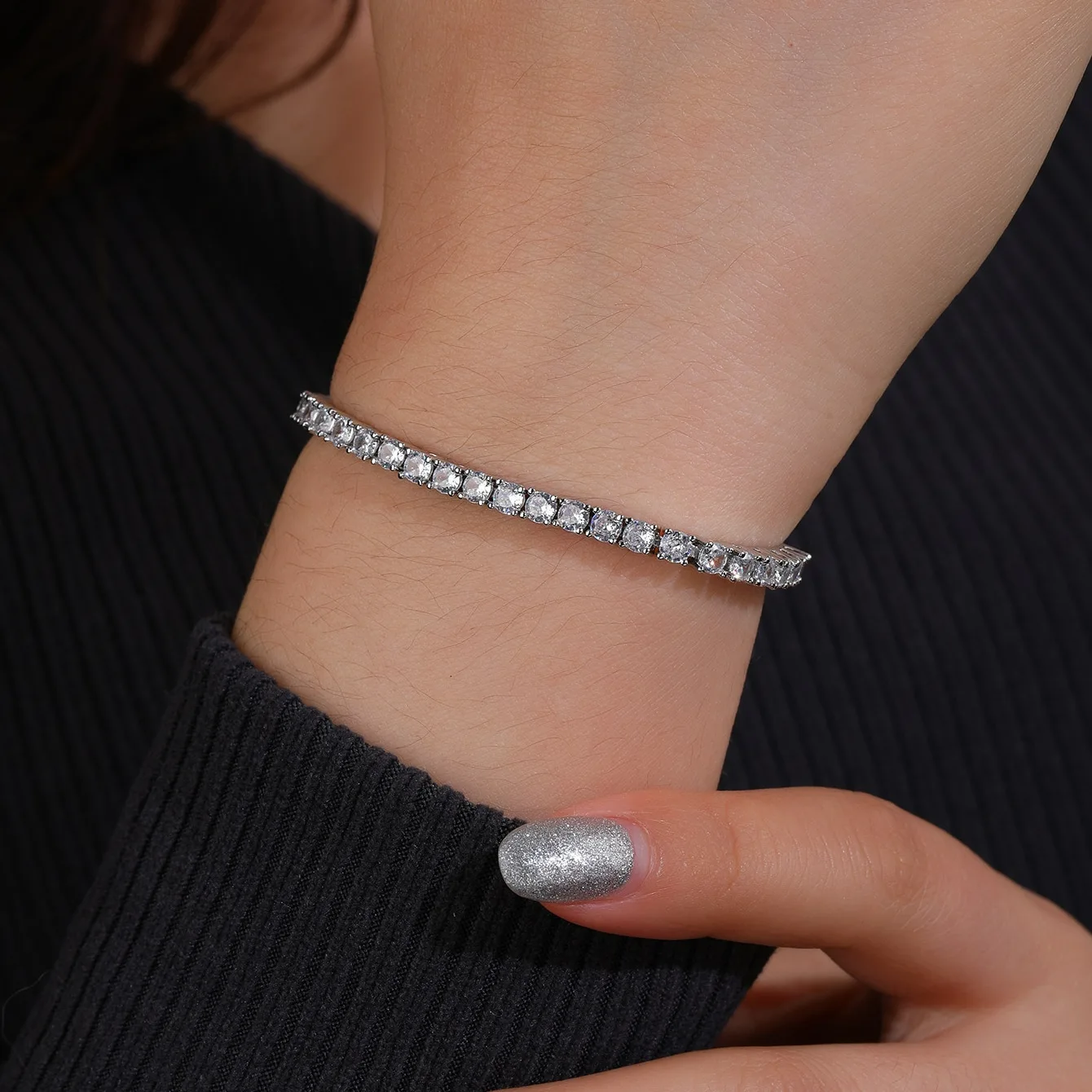 S925 Sterling Silver 2mm 3mm 4mm 5mm 6mm D VVS1 Moissanite Tennis Bracelet For Women Man Anniversary Jewelry Exquisite Gift