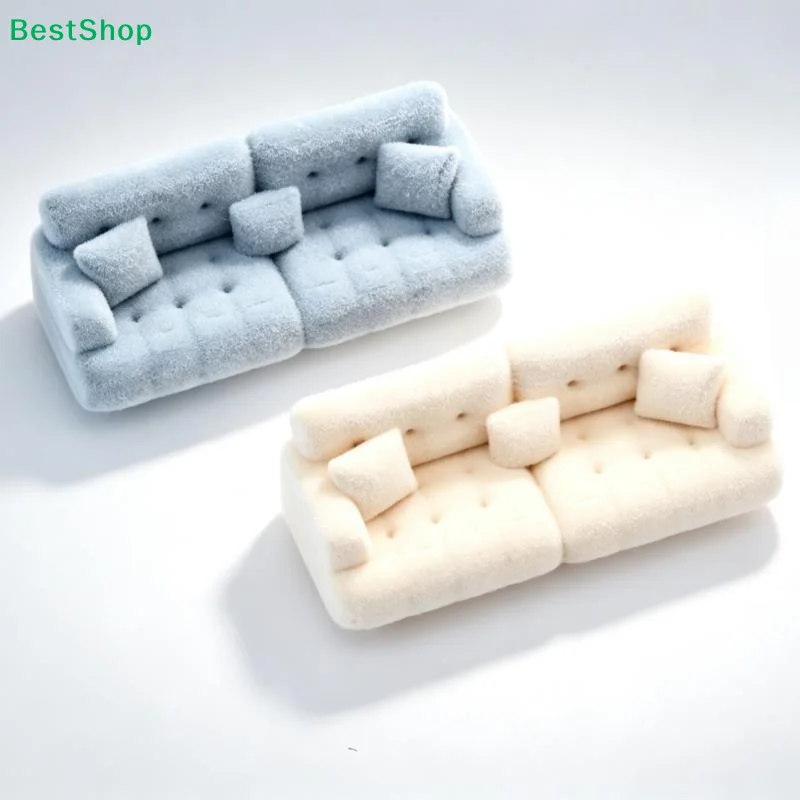 〔Z〕New 1:12 1:20 1:30 Flocking Sofa Model Simulation Dollhouse Decoration Living Room Furniture Mini Sofa House Accessories