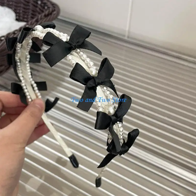 

HX6F Girl Studded Headpiece Hair Hoop Pearls Headwear for Proms Headpiece