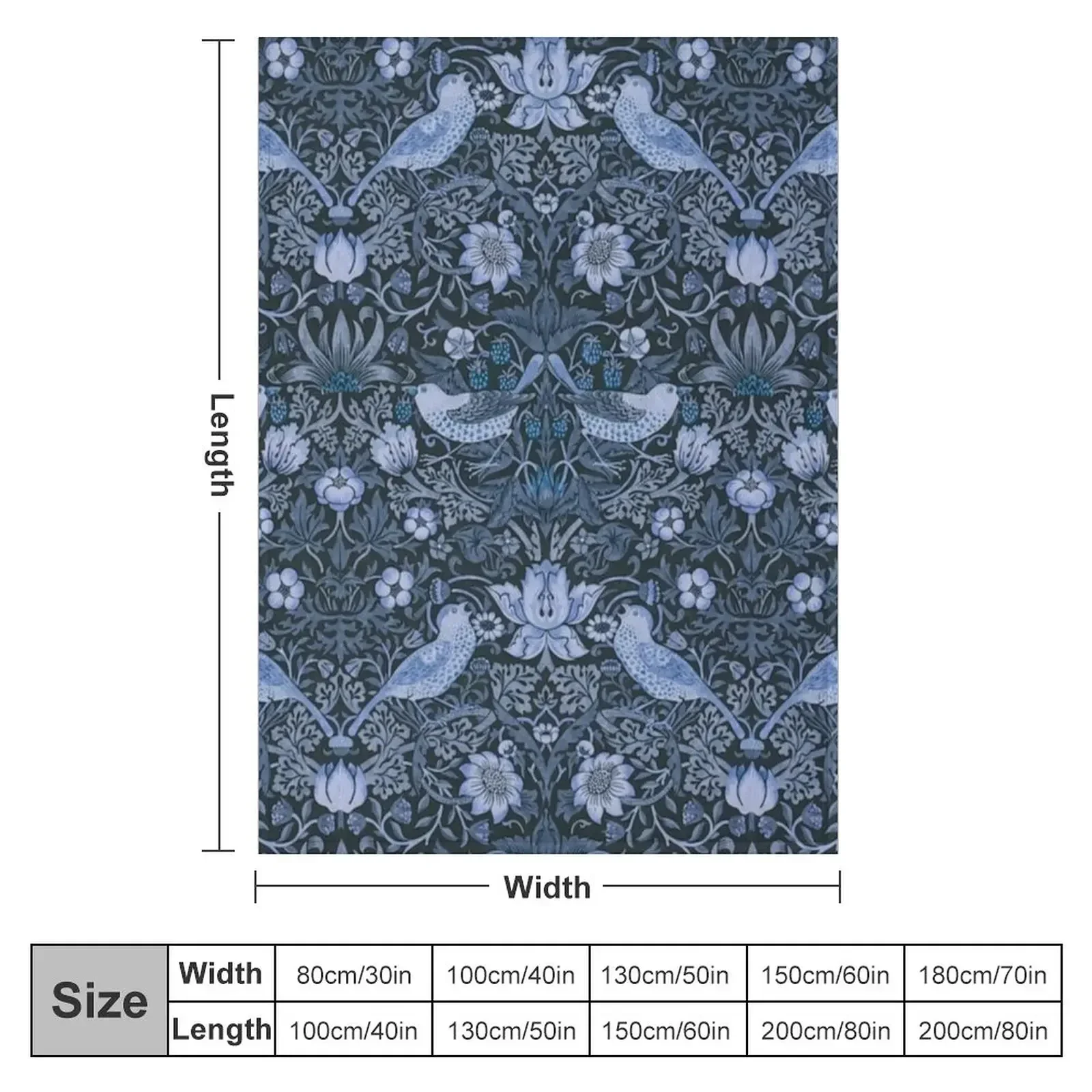 William Morris - strawberry thief, blue Throw Blanket Decorative Beds Weighted Blankets