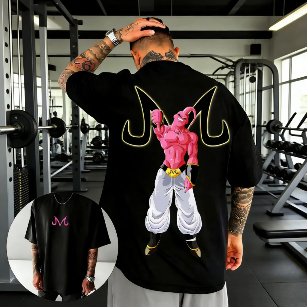 

2026 Summer Dragon Ball Vintage Majin Buu Print 100% Cotton Oversized T-Shirt Unisex High Quality Casual Gym Streetwear Tee Tops