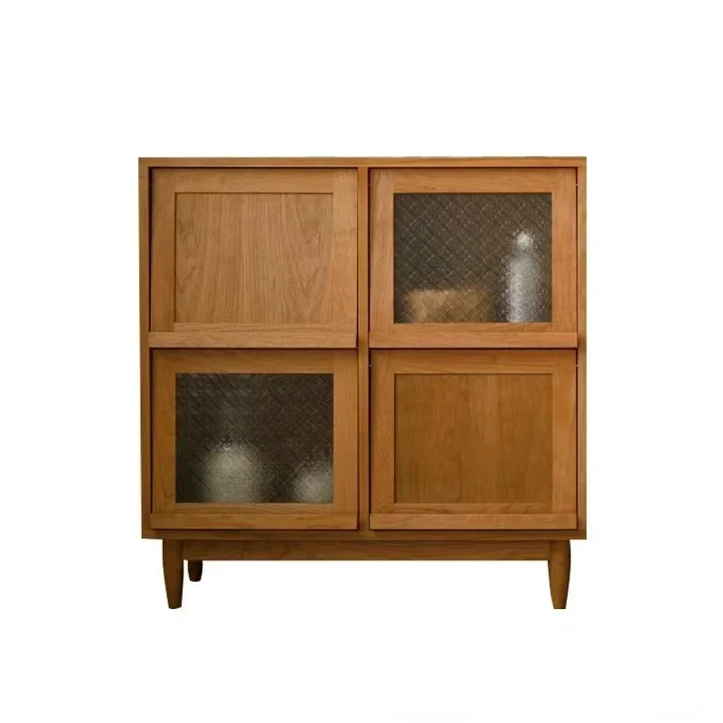 Modern Simple and Fashionable Living Room Small Apartment Magazine Storage Storage Rattan Solid Wood Bookcase
