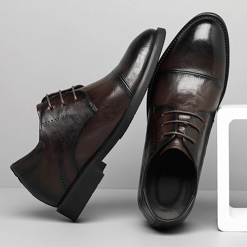 남성용 엘리베이터 신발, 비즈니스 원피스 가죽 신발,  - Oxford Brogue Leather 리뷰 및 가격