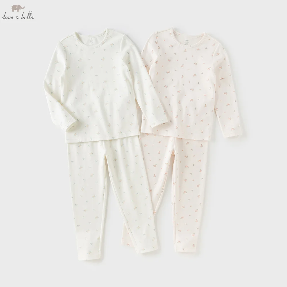 

Dave Bella Детские хлопковые пижамы на осень-зиму для девочек, теплый повседневный топ и брюки, комплект из двух предметов, комплект домашней одежды, детская одежда DK4254828