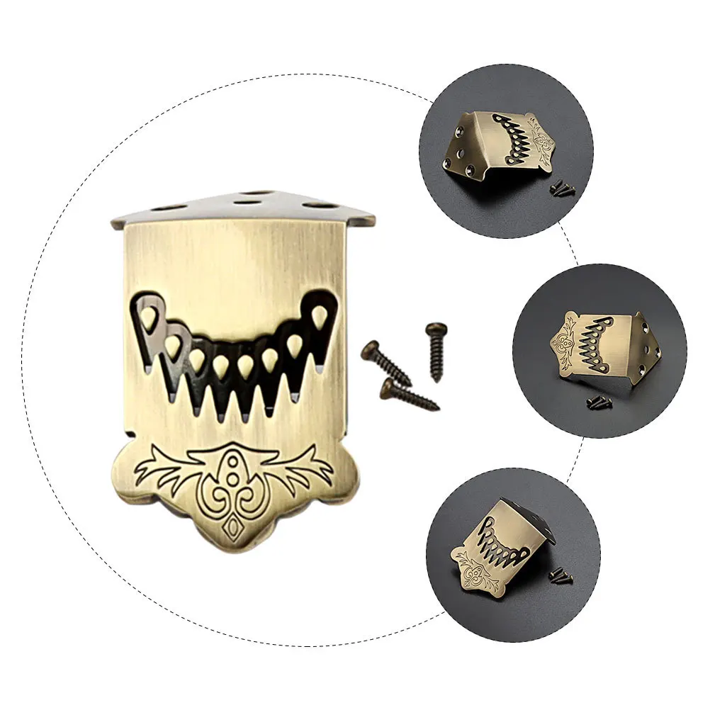 

8 String Mandolin Tailpiece Bronze Pattern Metal Mandolin Parts Replace String Holder Improve Sound Sustain