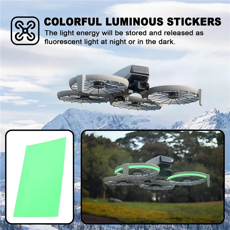 A003 pegatinas luminosas coloridas para DJI Flip pegatinas luminosas de advertencia de vuelo nocturno impermeables pegatina de cambio de Color para Dron