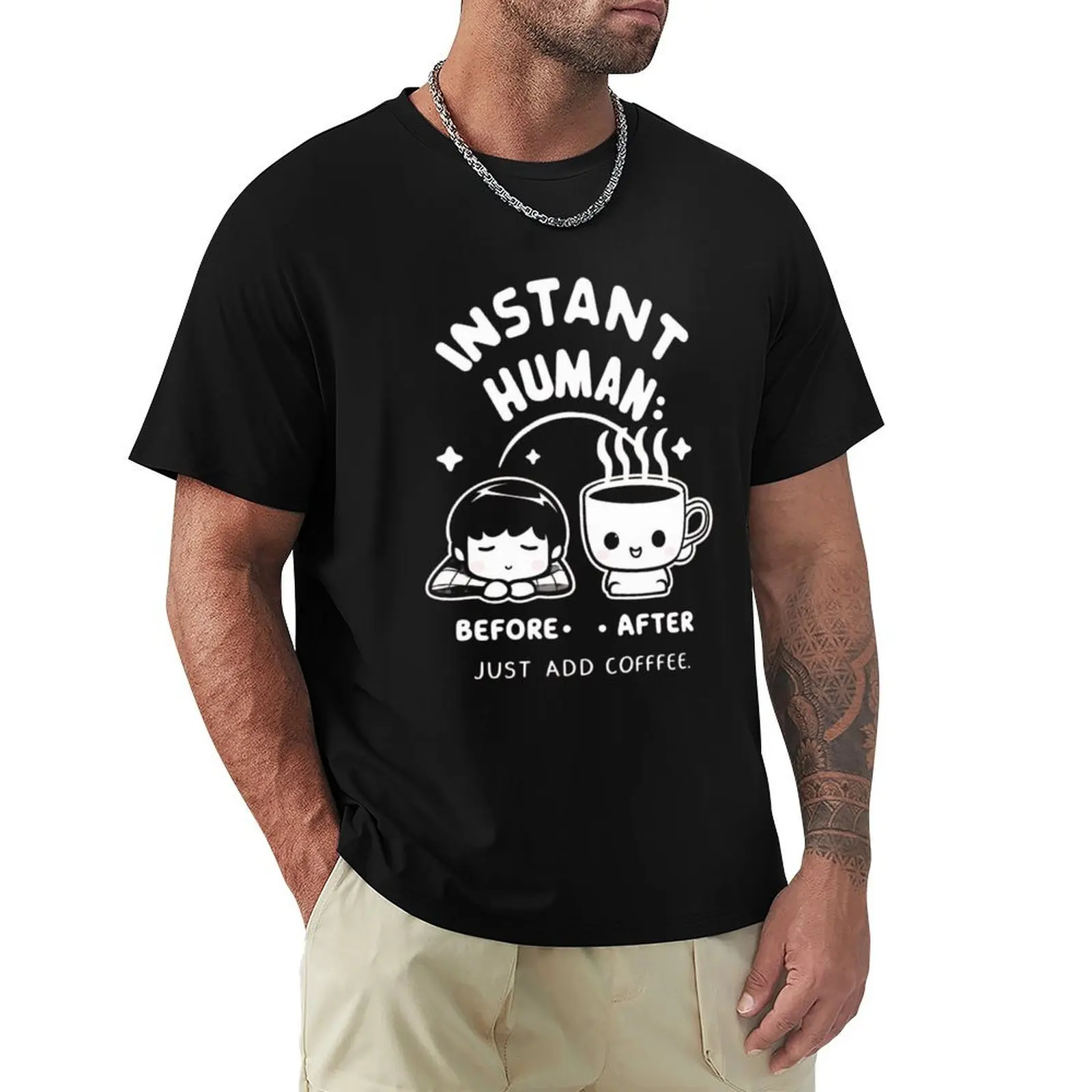 Instant human: just add coffee - Kawaii T-Shirt Lightweight Running T-Shirt