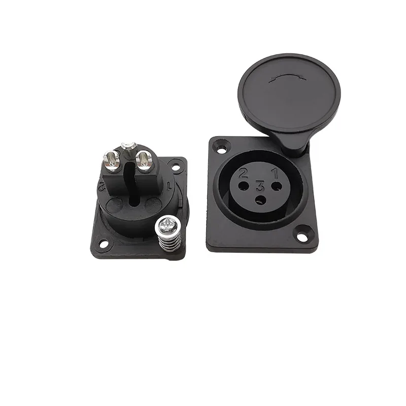 5Pcs/lot Black 3 Pin XLR Connector 3 Pole XLR Female Socket Panel Mount Audio Microphone Speaker Connectors with Dust Cap