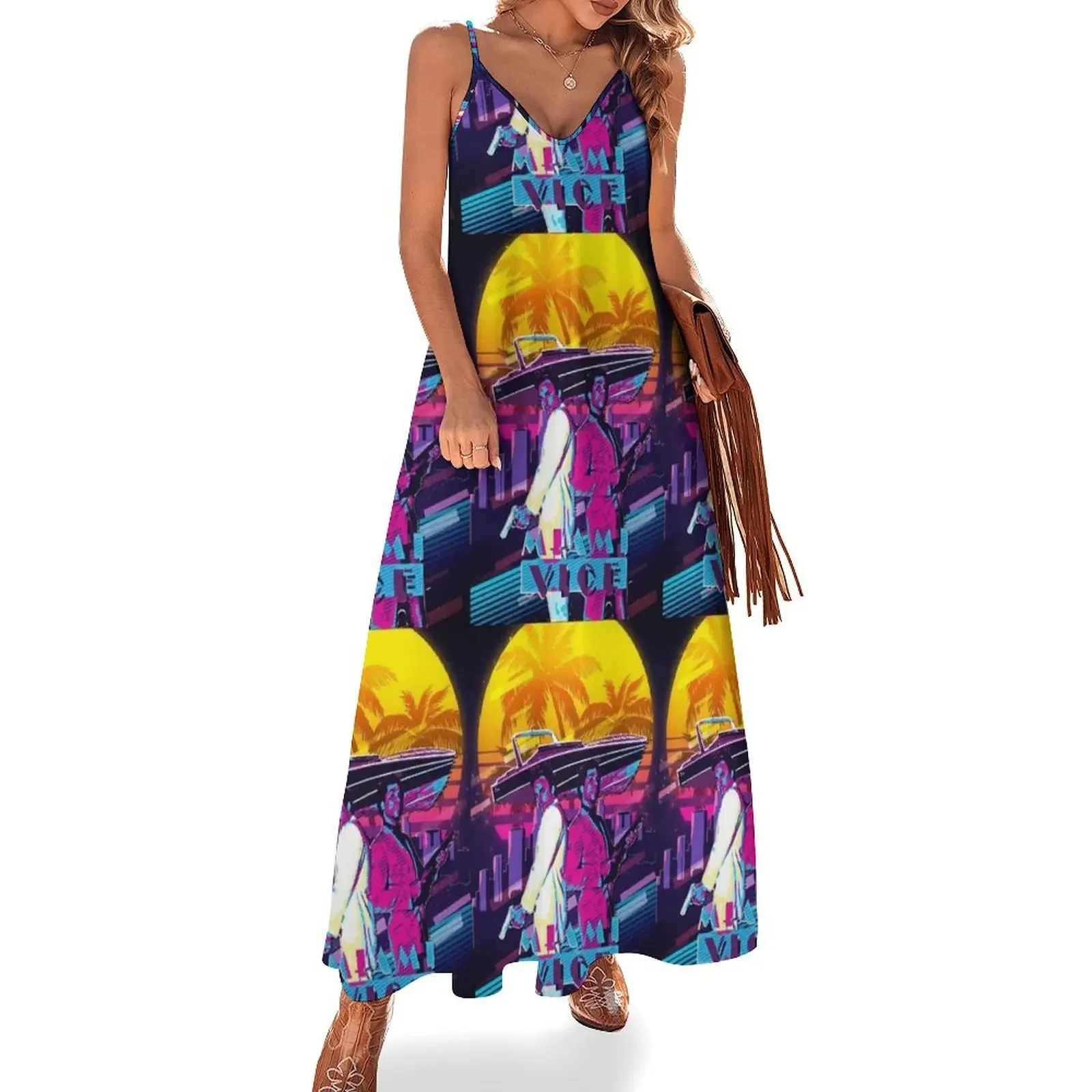 

Sonny and Rico retro art Sleeveless Dress Party dresses for women womans clothing Women's long dress