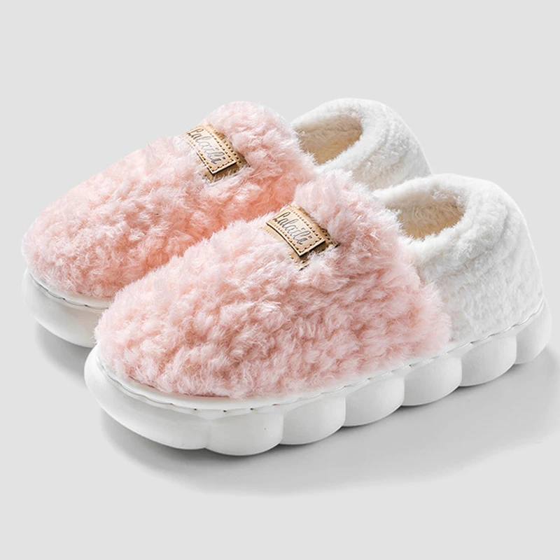 Crestar-Pantoufles en coton pour femmes, chaussons d'intérieur en peluche pour couple, chaussures plates de maison en fourrure, toboggans chauds et moelleux, hiver 2024, nouveau