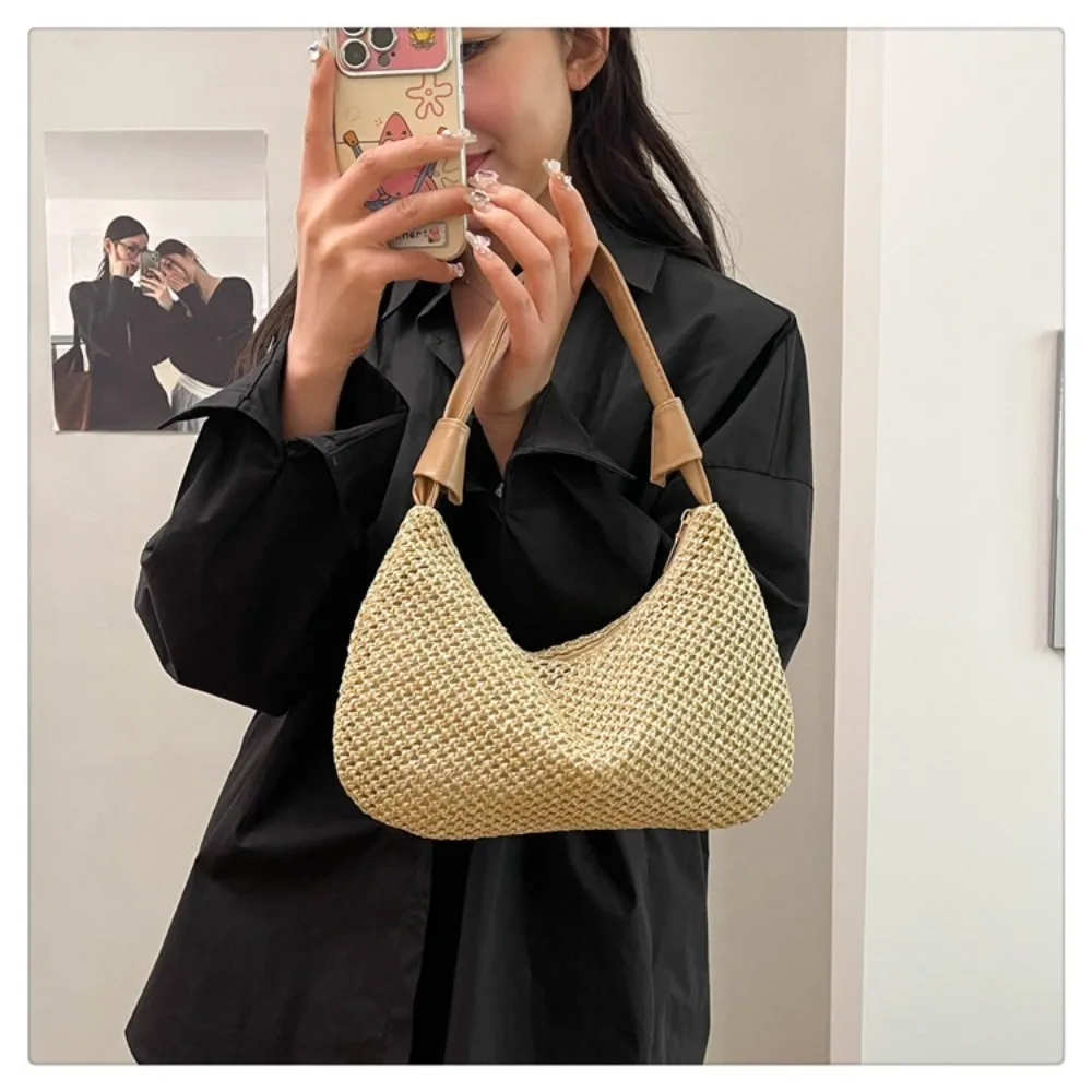 

New Casual Shoulder Bag Bohemian Large Capacity Handbag Handwoven Straw Tote Gift
