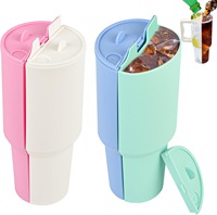 Silicone 2in1 Cup Drink Divider Compatible with Stanley Tumbler 40 oz Cup Separator with Lid for Dualsided Drink Double Drinks