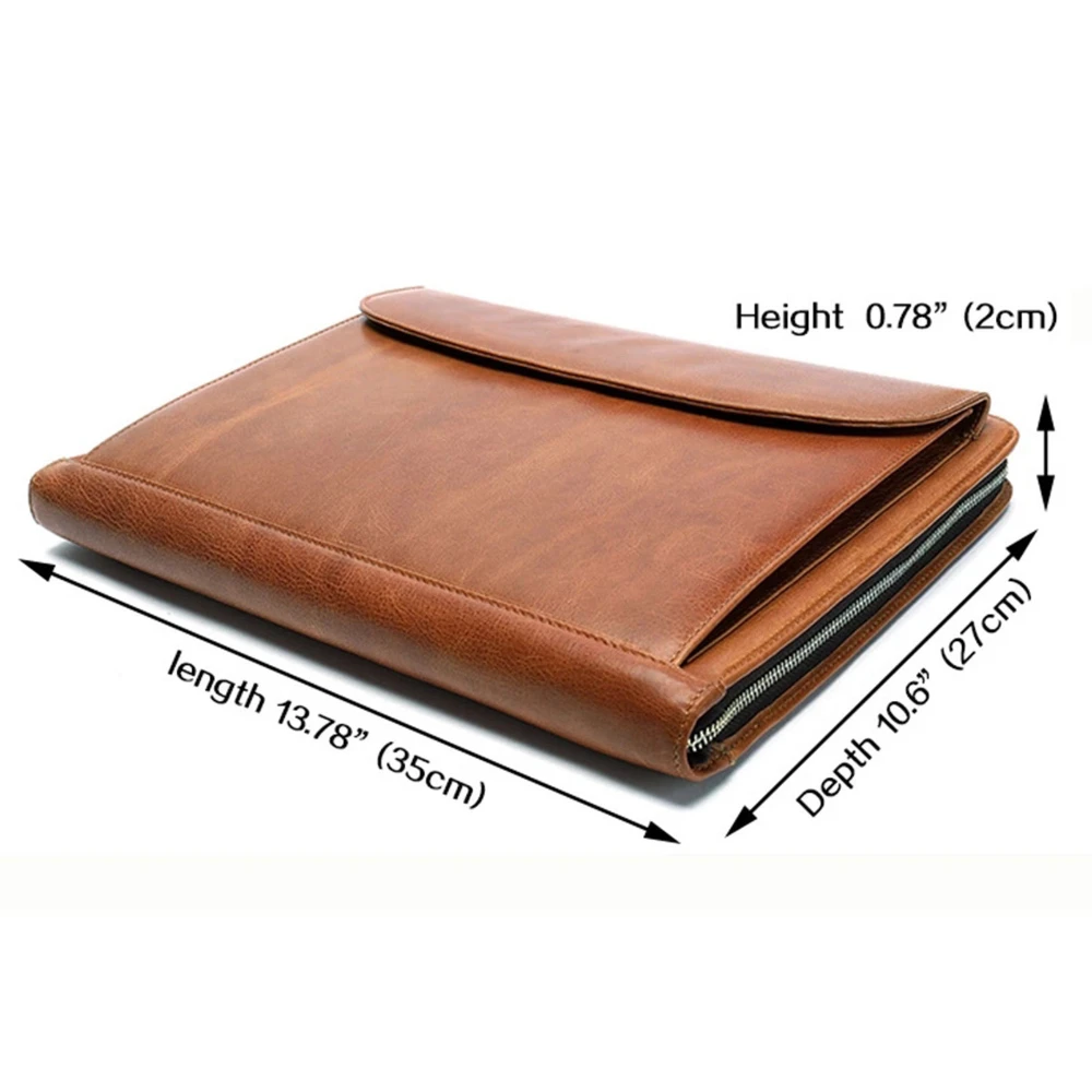 Men\'s Genuine Leather Business Large Capacity Handbag Envelope File Bag Cowhide Zipper Men\'s Bag