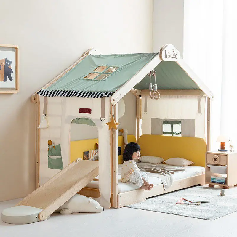 Sky play bed, play game house, climbing frame, slide, solid wood indoor sensory integration training