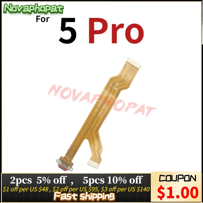 Novaphopat  For Realme 5 Pro 5pro USB Dock Charging Charger Port Connector Flex Cable + Tracking