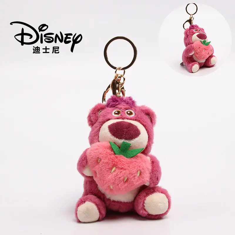 سلسلة مفاتيح ديزني الأصلية على شكل دمية لوسو اللطيفة، دمية ناعمة ورقيقة على شكل فراولة، قلادة للحقيبة، زينة للحقائب للنساء والأزواج، شخصية كرتونية