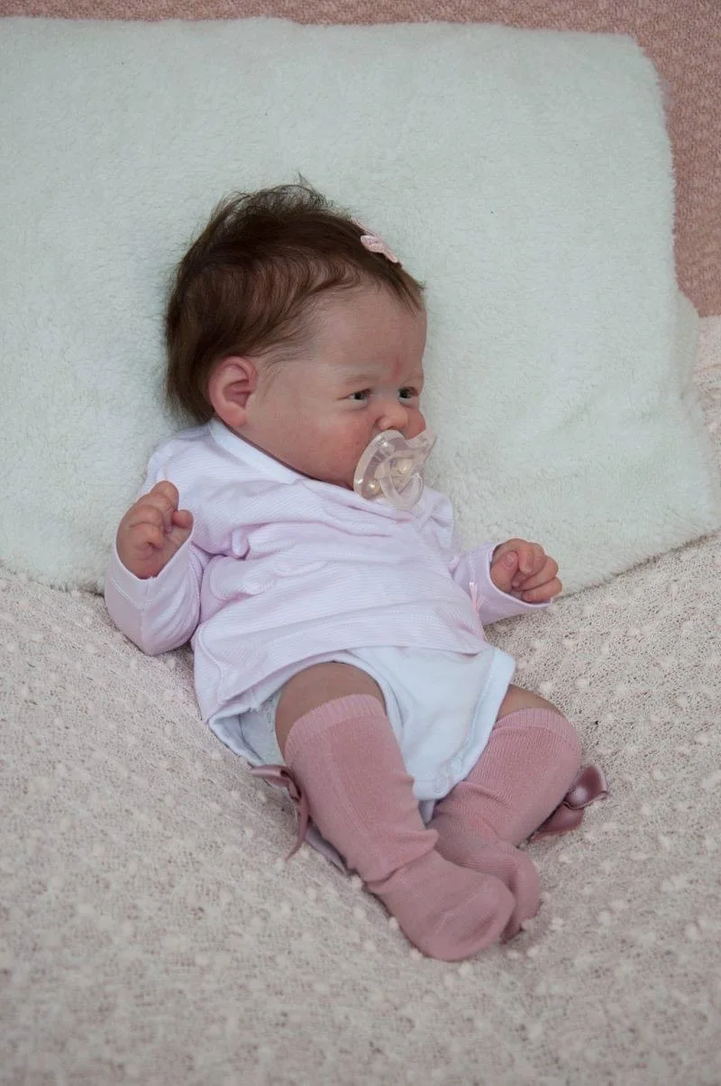

19inch Newborn Girl Reborn Baby Doll Vivi Lifelike Soft Touch Hand-Rooted Hair High Quality Handmade Art Doll Realistic Collecti