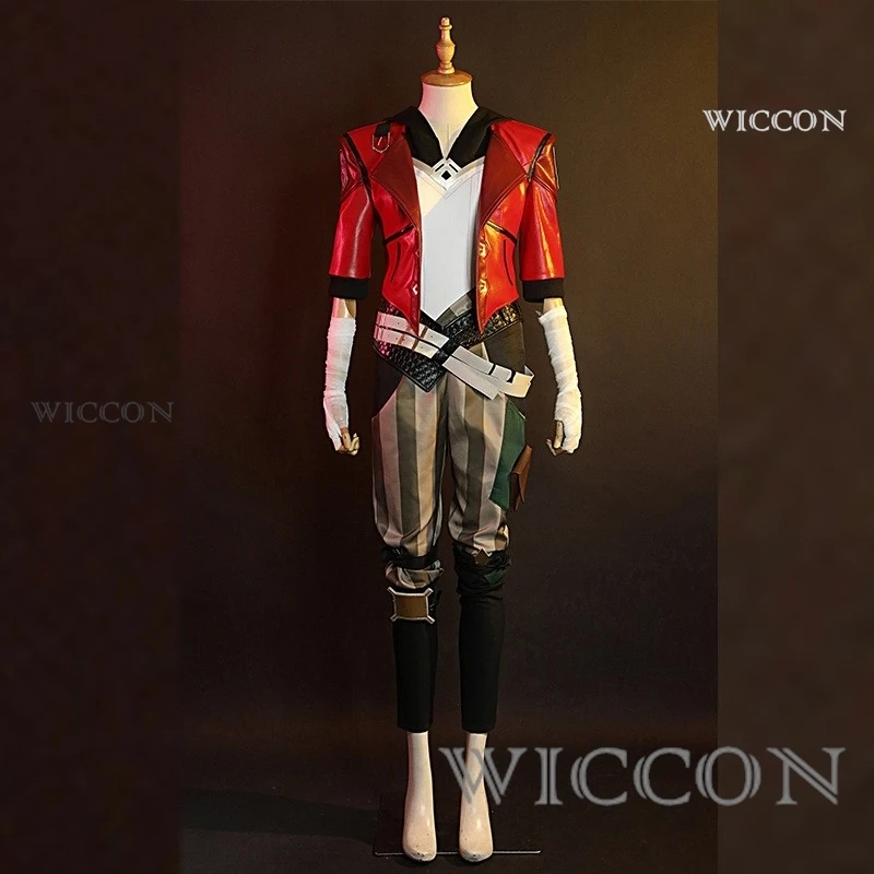 Vi Acrane Cosplay LOL Costume Game Arcane Vi Cosplay Wig Outfits Halloween Carnival Suit With Nose Ring Halloween Costume