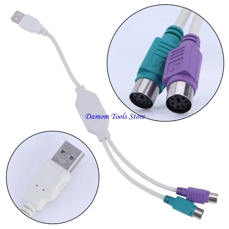 57BE USB to Dual for PS2 Converter Cord Keyboard Mouse Extension Cable for PS2 Plug USB Cable for Keyboard Mouse Bar Code Sca