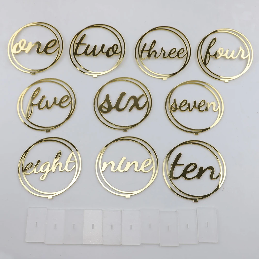 

10pcs Acrylic Table Numbers Round Hollow English Number Shaped Wedding Reception Decorations Sturdy Seat Cards