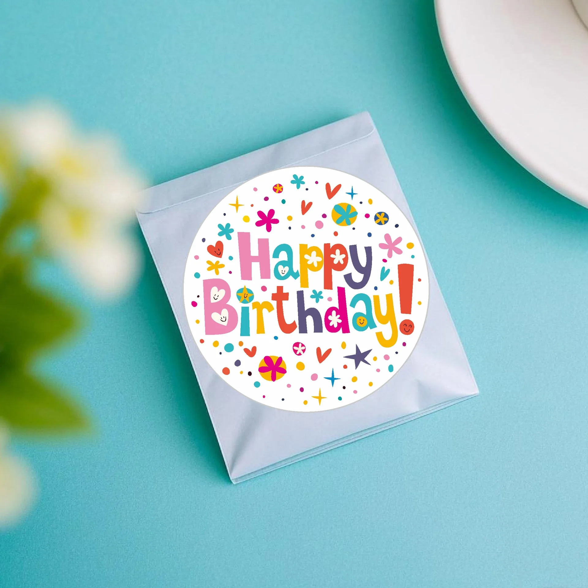 10 Sheet 60pcs Colorful Happy birthday Sticker Adhensve Label Baking Sealing Label Kids Gift a Kindergarten Paper Sticker
