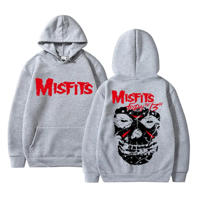 Horror Punk Misfits Skull Graphic Print Hoodie Male Fashion Vintage Long Sleeve Hoodies Men Women Gothic Oversized Sweatshirts