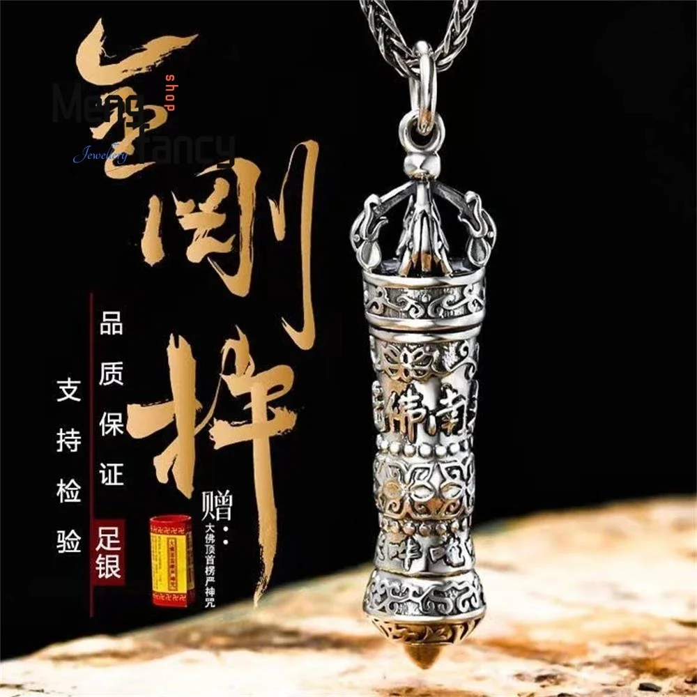 S925 Sterling Silver Vajra and Pestle Shurangama Mantra Pendant Carry-on Exquisite Amulet Mascot High-grade Fashion Fine Jewelry