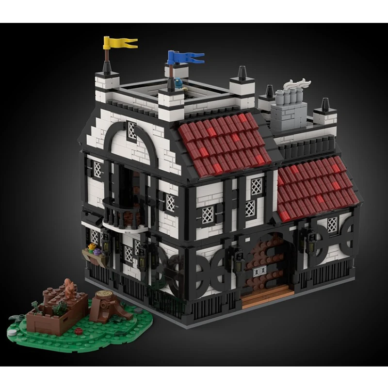 Moc اللبنات وحدات الحانة والمنتزل-قرية القرون الوسطى ديوراما الطوب نموذج لتقوم بها بنفسك تجميع لعبة البناء هدايا العيد #4