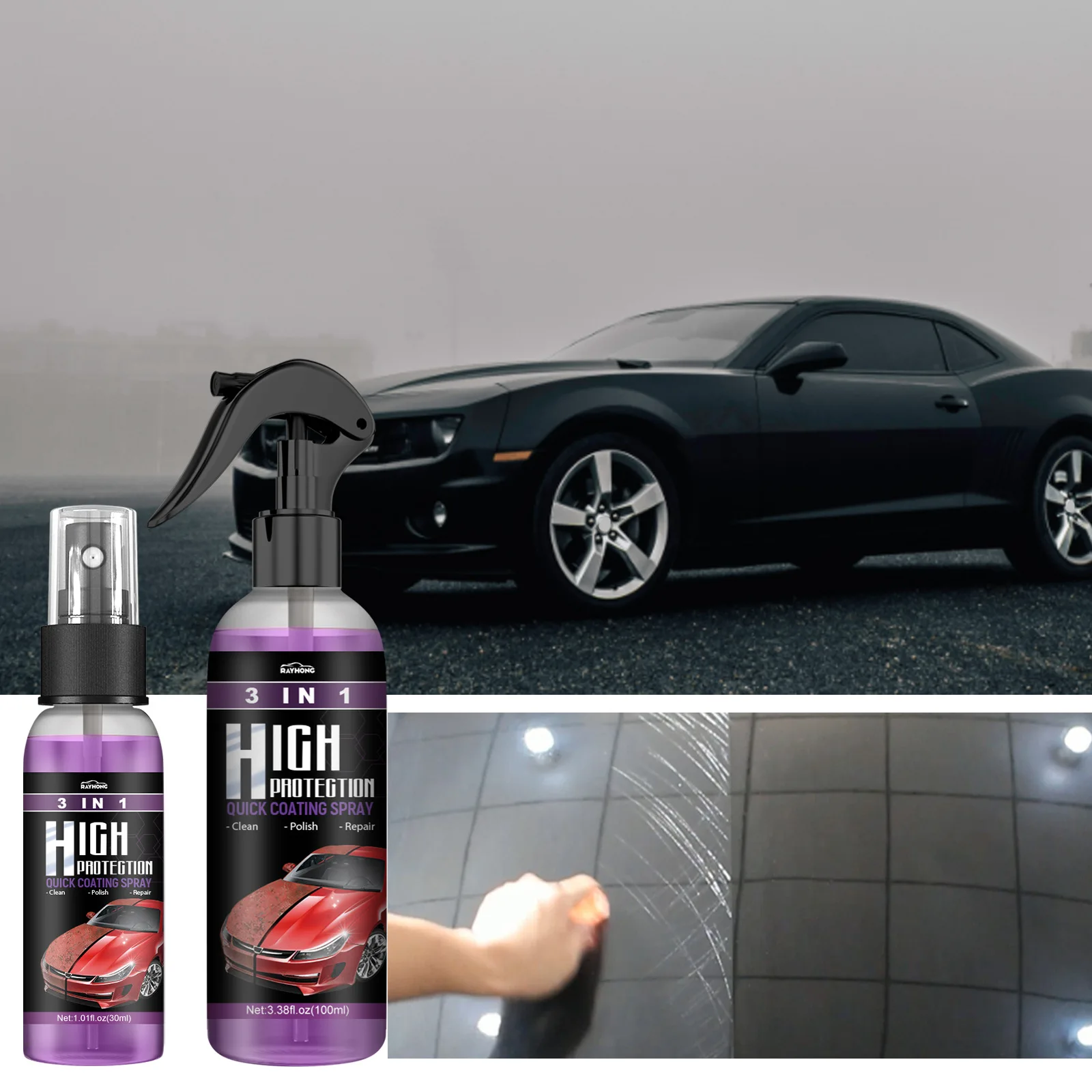 3 in 1 High Protection Fast Car Paint Spray 30/100ml Cleaning Coating Spray Scratch Repair Body Compound Scratch Repair