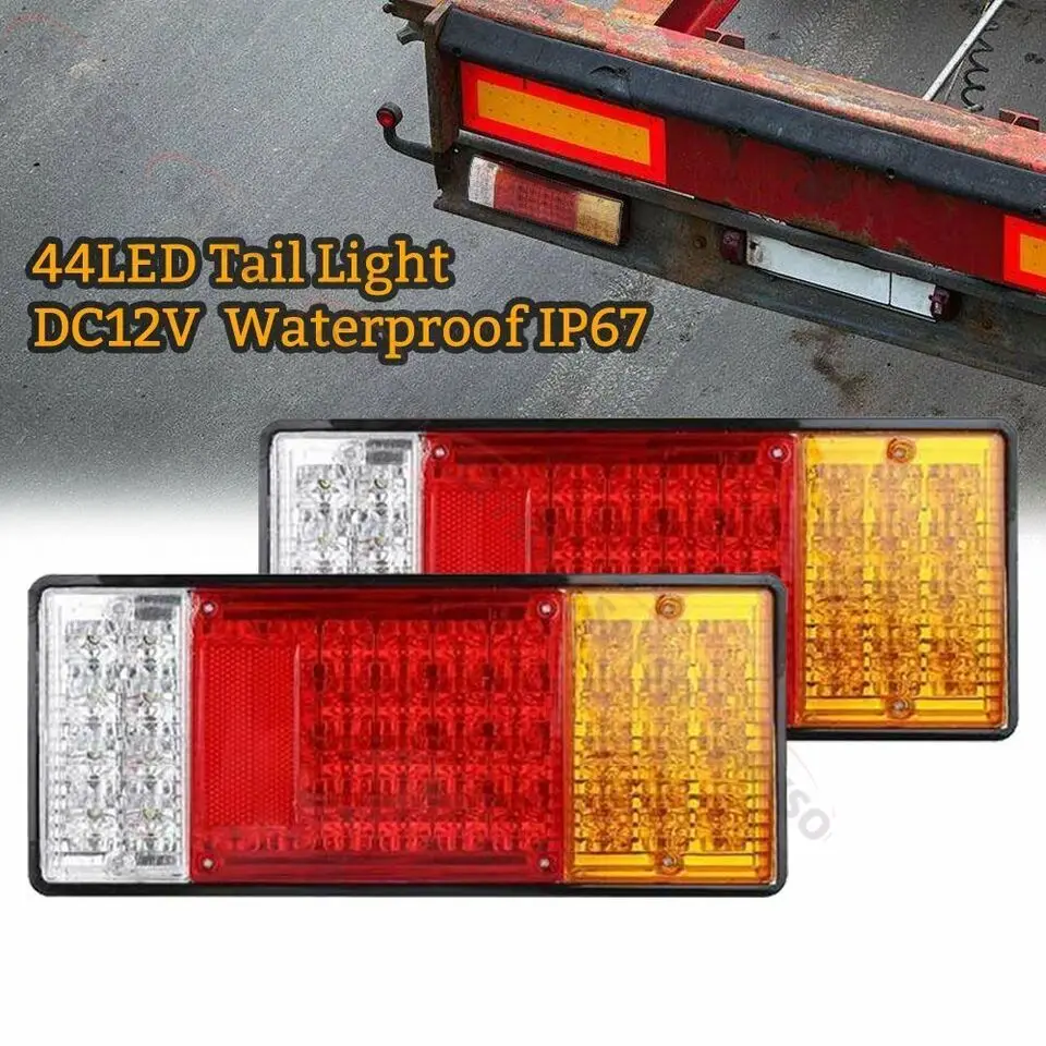 

2pcs 44LED Truck LED Tail Light Taillight Rear Stop Brake Reverse Light Signal Lamp Indicator Trailer Lorry Caravan Van UTE