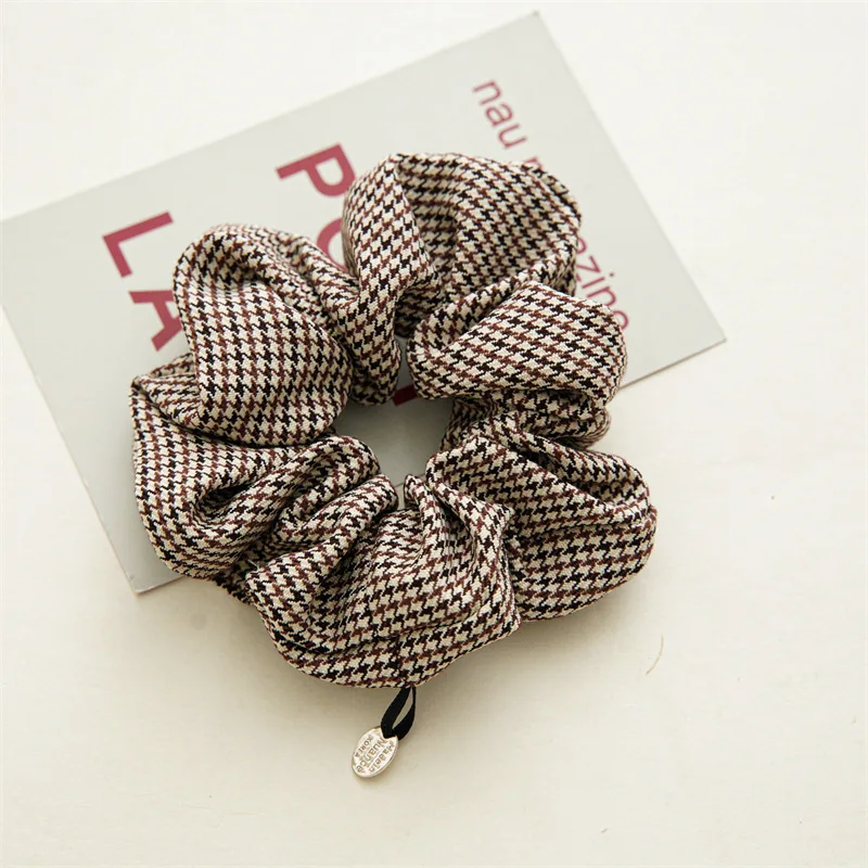 Nowe wzory marki anglia style Vintage Schrunchies Houndstooth gumki do włosów dla kobiet kucyk fryzury Chouchous