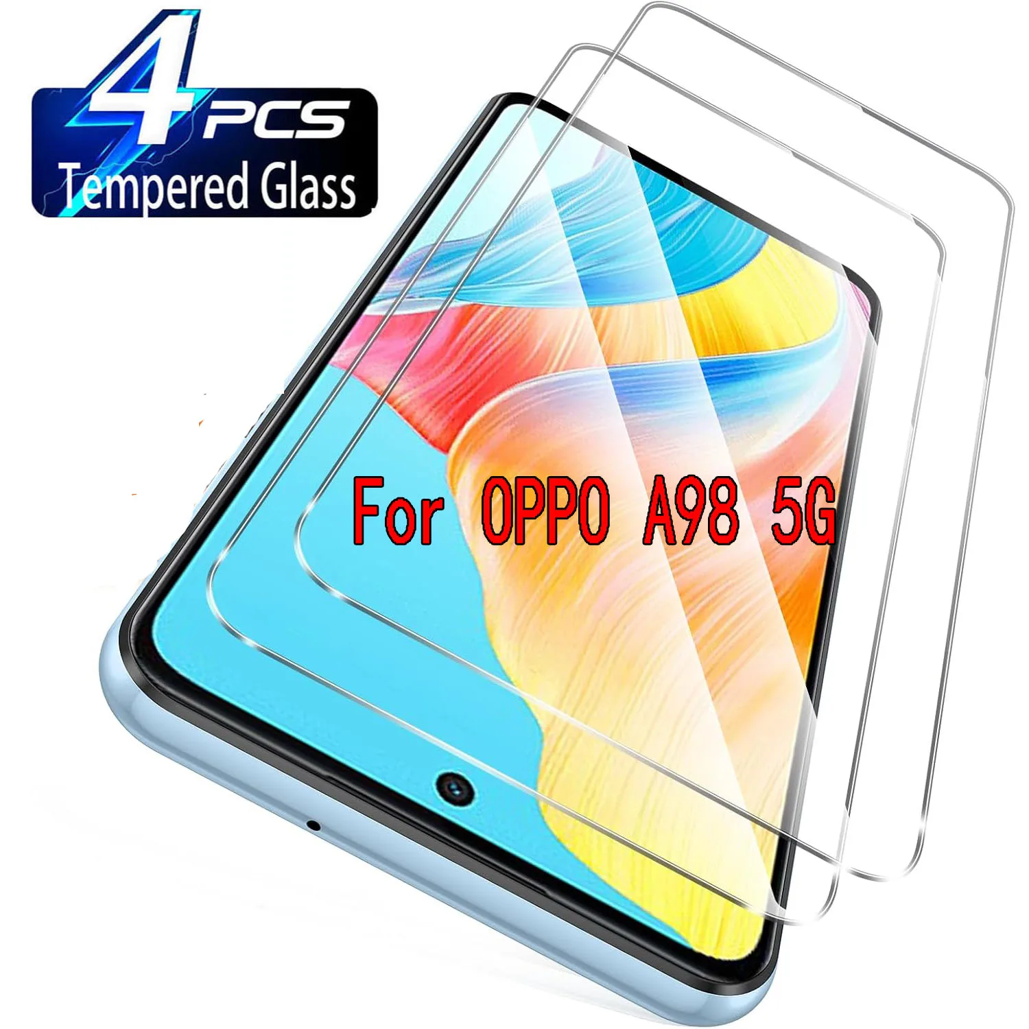 

2/4Pcs 9H Hardness HD Tempered Glass Film for OPPO A98 5G Screen Protector Anti-Scratch Shockproof Clear Cover