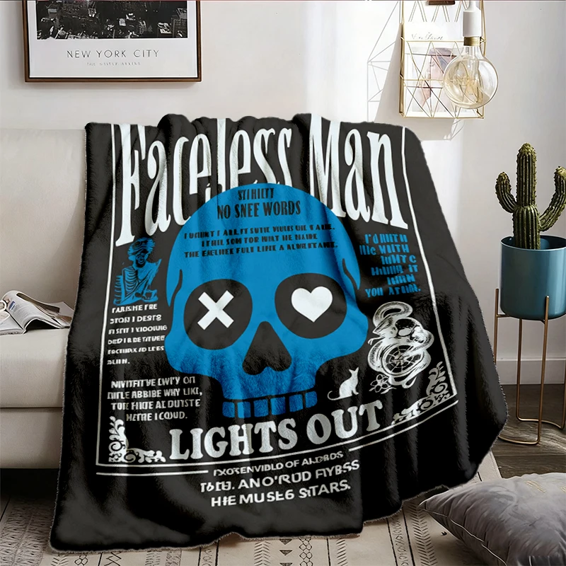 Lights Out Masked Book Reading Flannel Blanket, Bookish Flannel Throw, Book Cozy Blanket Lights Out, Navessa Allen