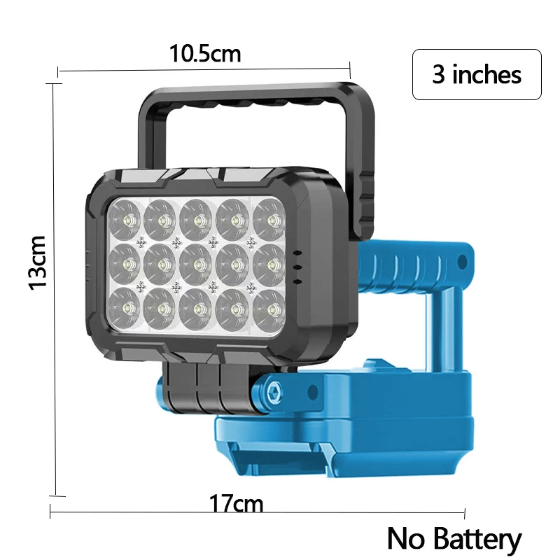 3 inch Portable LED Work Light For Makita 18V Battery With USB Port Flashlight Flood Lights Cordless Outdoor Tool Lamp BL1830