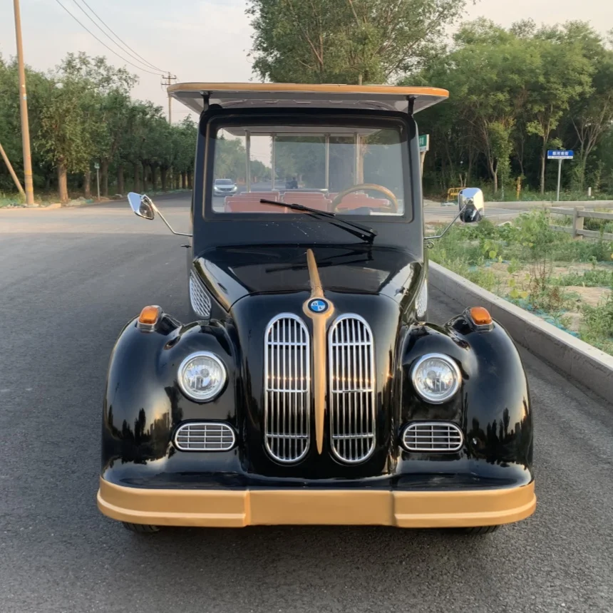 Lithium Battery Powered Electric Vintage Classic Cart 3 Rows 8 Seater Stable Quality Long Durability Electric Antique Tour Bus