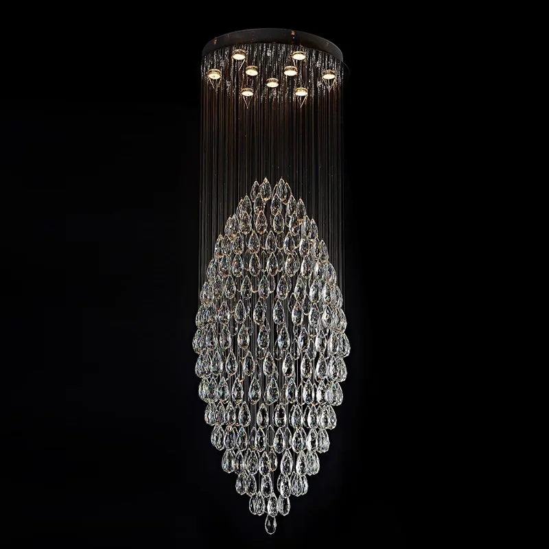 Hot sales Double entry building import crystal chandeliers villa circular spiral staircase sitting room lamps and lanterns