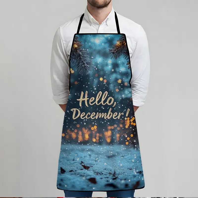 Hello Winter Snowflake Apron Durable Polyester Washable Reusable Kitchen Dining Apron with Festive