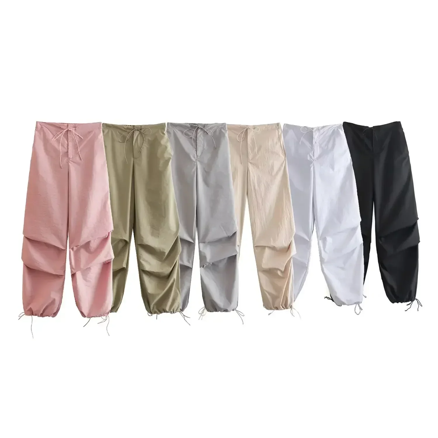 Frauen 2022 neue schicke Mode Seiten taschen Jogging hose Vintage elastische Taille Kordel zug weibliche Knöchel hose Mujer