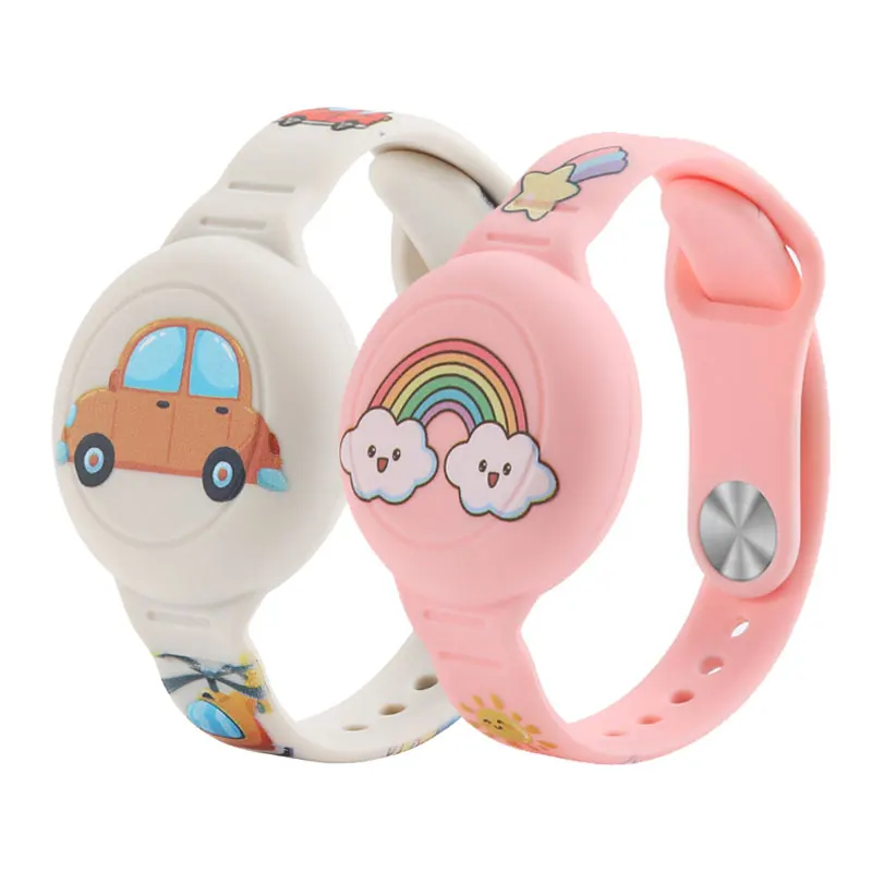 Wasserdichtes Armband für Kinder mit AirTag, Silikonmaterial, niedliches Cartoon-Design, verstellbar, versteckter Halter für Apple AirTag