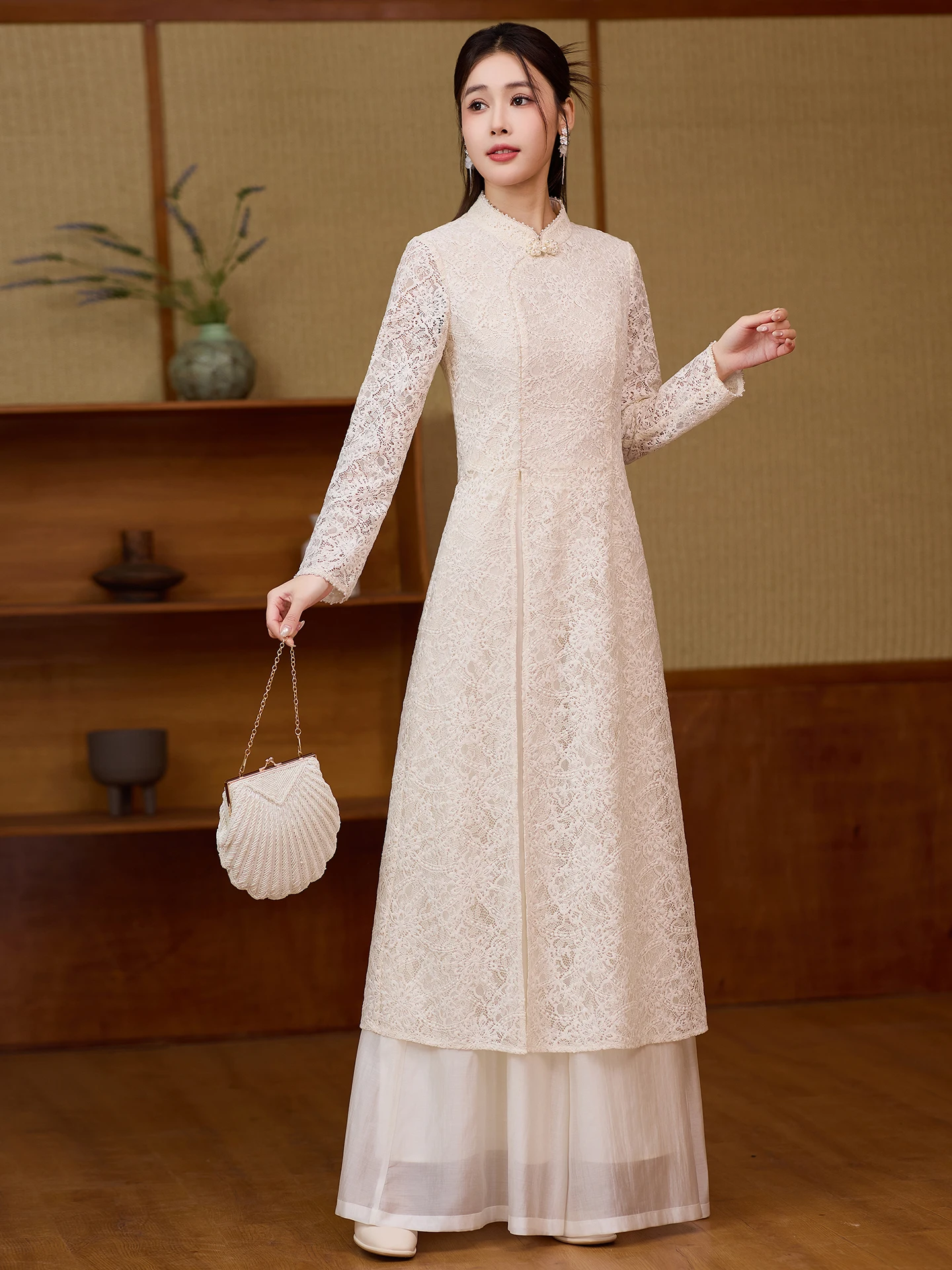 

New Chinese Style Set White Lace Summer National Style 2026 New Women's Elegant Top Tang Pants Women Fashionable Outfit