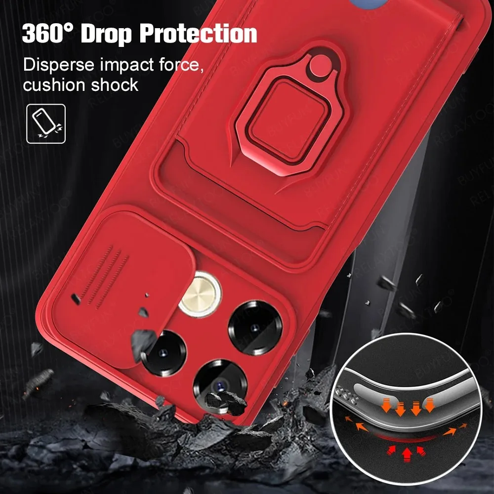 Soft TPU Wallet Phone Case for Infinix Note 40 Pro Plus 4G 5G Car Magnet Holder Ring Push Pull Camera Shockproof Protect Cover