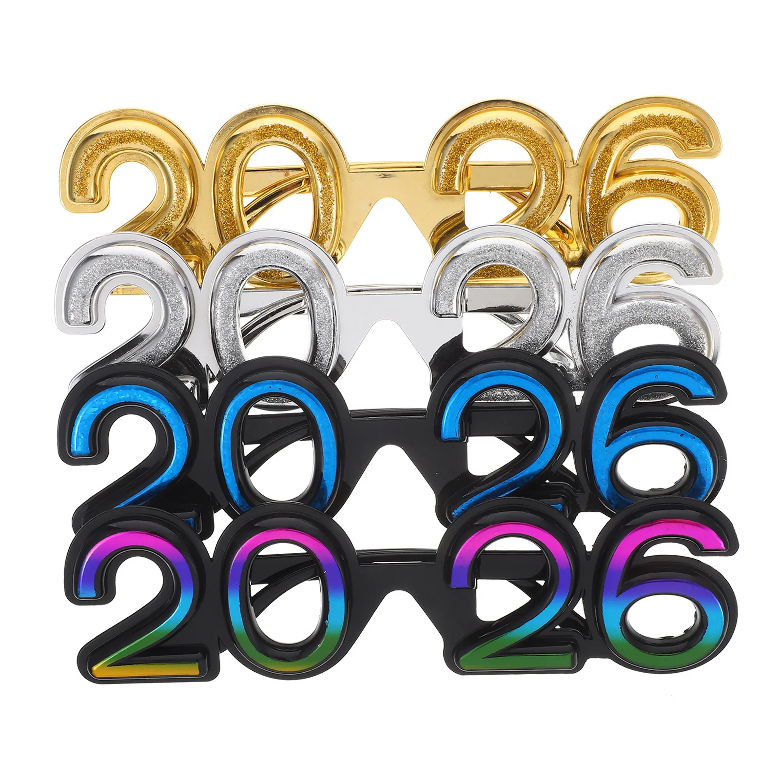 

4Pcs Digital 2026 Glasses Party Eyeglasses Glitter Frame New Year Celebration Photo Props Holiday Supplies Funny Glasses