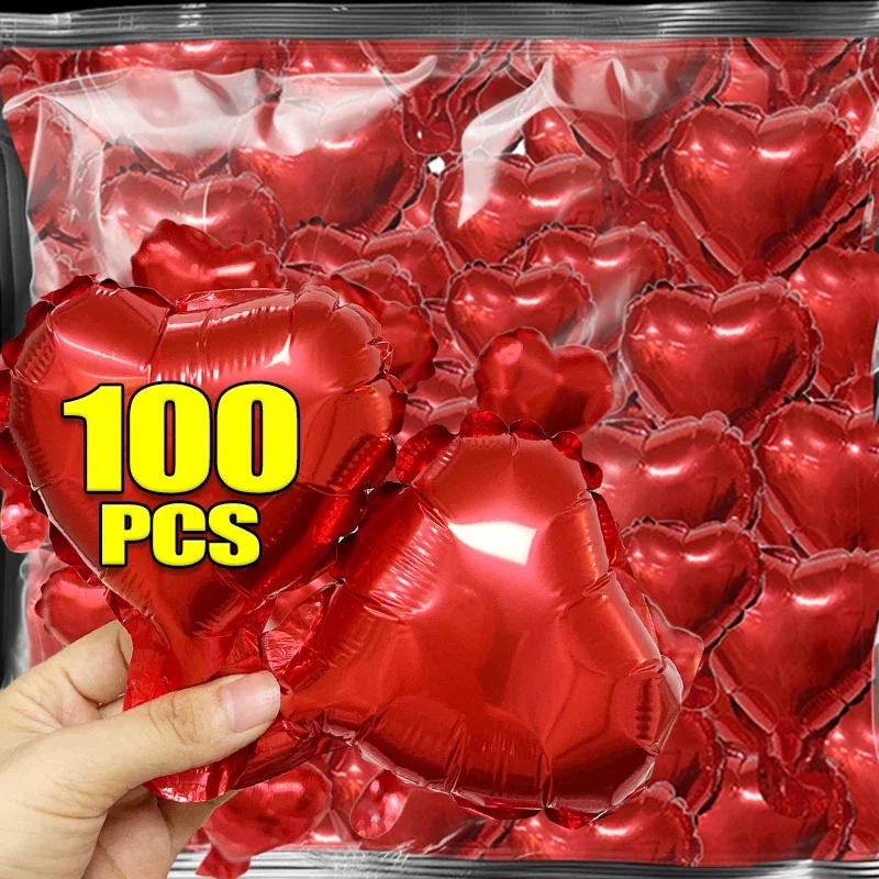 100/5PCS Heart Foil Balloons Inflatable Helium Balloon Aluminum Five Pointe Star Balloon Birthday Wedding Party Globos Wholesale