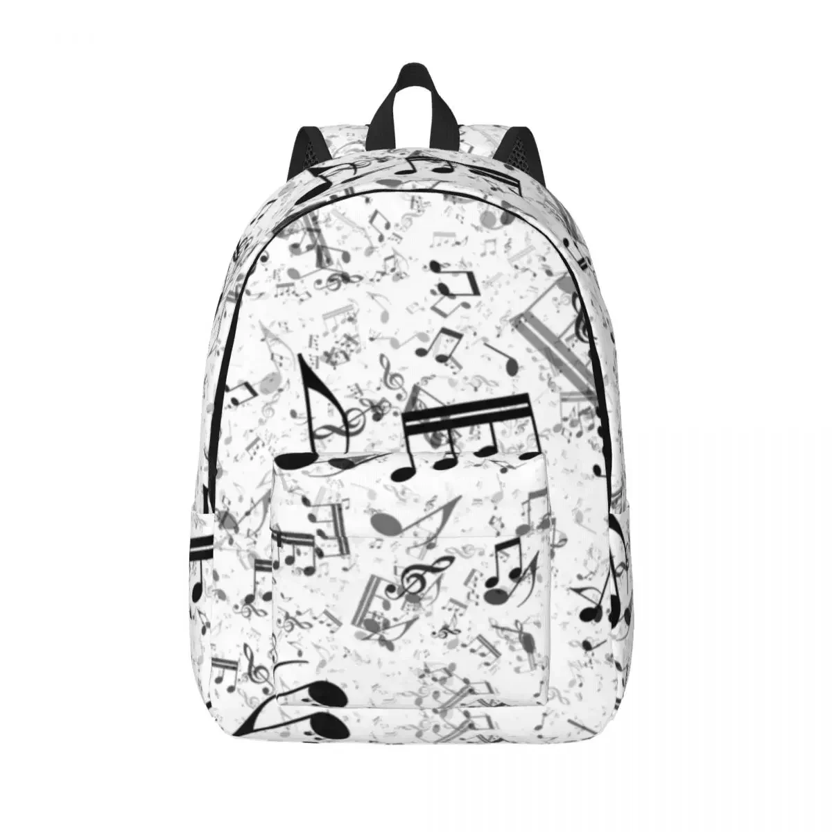 Mochila con notas musicales en blanco y negro para niño y niña, mochila escolar para estudiantes, mochila para partituras, bolsa primaria para guardería