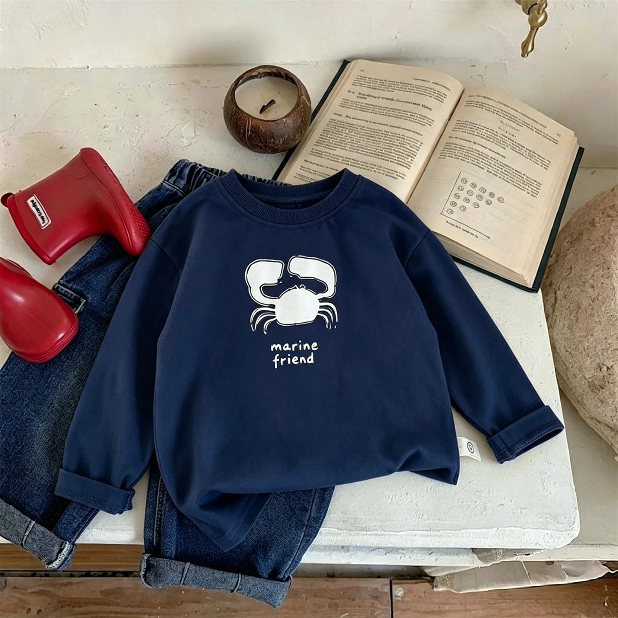 Frühling Herbst Kinderkleidung Langarm-T-Shirt mit Erdbeermuster, Mädchen-Unterhemd, lockere, lässige Bluse mit Rundhalsausschnitt – Detail 5